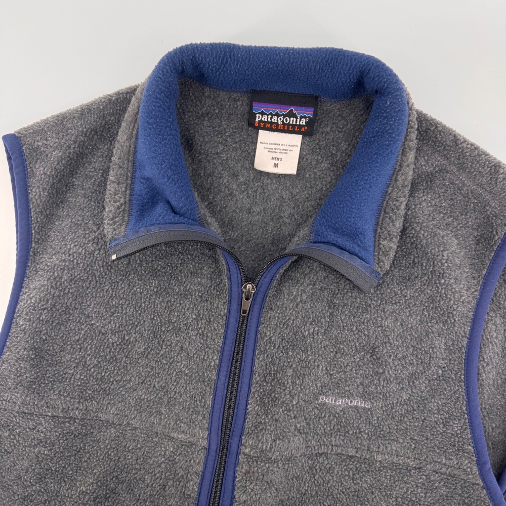 Patagonia Synchilla Fleece Vest Mens M Gray Blue Full Zip Midweight Layering